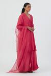 Lajjoo C Pink Silk Embroidery Buttercup Bloom Scallop Isha Camellia Kurta With Sharara Online at Aza Fashions Lajjoo C_Pink Silk Embroidery Buttercup Bloom Scallop Isha Camellia Kurta With Sharara _Online_at_Aza_Fashions
