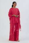 Lajjoo C Pink Silk Embroidered Thread Round Karishma Kurta And Pant Set Online at Aza Fashions Lajjoo C_Pink Silk Embroidered Thread Round Karishma Kurta And Pant Set _Online_at_Aza_Fashions