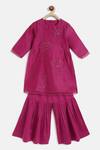 Buy_Charkhee_Magenta Chanderi Cut Work Leaf Embroidered Kurta And Sharara Set _at_Aza_Fashions