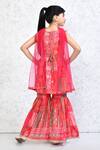 Shop_Petite Pomme_Red Silk, Net Zari, Embroidery Floral Mandala Print Tunic Gharara Set_at_Aza_Fashions