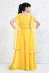 Shop_Banana Bee_Yellow Silk Blend Embroidery Floral Blouse Palazzo Set_at_Aza_Fashions