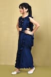 Shop_Banana Bee_Blue Georgette Embellished Sequins Pre-draped Saree With Blouse_Online_at_Aza_Fashions