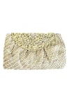Buy_Kokommo_White Hand Embroidery Angelica Pearl Clutch _at_Aza_Fashions