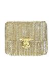 Buy_Kokommo_Gold Hand Embroidery Amora Woven Pattern Clutch _at_Aza_Fashions