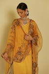 Buy_Sarang Kaur_Yellow Organza Silk Hand Embroidered Floral Arya Dupatta _Online_at_Aza_Fashions