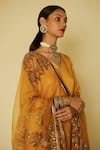 Shop_Sarang Kaur_Yellow Organza Silk Hand Embroidered Floral Arya Dupatta _Online_at_Aza_Fashions