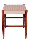 Shop_BRICK BROWN_Brown Soild Wood Checkered Solid And Joot Square Shaped Nest Stool _at_Aza_Fashions