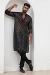 Buy_Mahima Mahajan_Black Net Embroidery Sequin Emir Brazen Sheer Kurta With Pant _at_Aza_Fashions