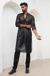 Buy_Mahima Mahajan_Black Net Embroidery Sequin Emir Brazen Sheer Kurta With Pant _Online_at_Aza_Fashions