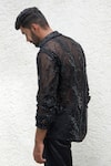 Shop_Mahima Mahajan_Black Net Embroidery Sequin Abraham Cordelia Shirt_at_Aza_Fashions