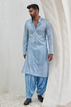 Buy_Mahima Mahajan_Blue Net Embroidery Sequin Safi Yemeni Kurta With Patiala _at_Aza_Fashions