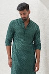 Buy_Mahima Mahajan_Green Net Embroidery Sequin Zuhayr Ditsy Jaal Kurta With Pant _Online_at_Aza_Fashions