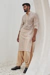 Buy_Mahima Mahajan_Beige Net Embroidery Sequin Aariz Leaf Swerve Kurta With Patiala_Online_at_Aza_Fashions