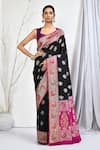 Buy_Nazaakat by Samara Singh_Black Banarasi Silk Woven Floral Katan Motif Saree With Running Blouse_at_Aza_Fashions