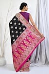 Shop_Nazaakat by Samara Singh_Black Banarasi Silk Woven Floral Katan Motif Saree With Running Blouse_at_Aza_Fashions