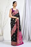 Buy_Nazaakat by Samara Singh_Black Banarasi Silk Woven Floral Katan Motif Saree With Running Blouse_Online_at_Aza_Fashions