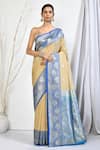 Buy_Nazaakat by Samara Singh_Beige Banarasi Silk Woven Floral Motif Saree With Running Blouse_at_Aza_Fashions