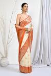 Buy_Nazaakat by Samara Singh_Off White Banarasi Silk Woven Floral Pattern Saree With Running Blouse Fabric_Online_at_Aza_Fashions