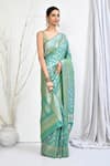 Buy_Nazaakat by Samara Singh_Green Banarasi Silk Woven Floral Patterned Saree With Running Blouse Fabric_Online_at_Aza_Fashions