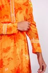 Buy_Isha Gupta Tayal_Orange Shell And Lining Crepe Printed Floral Short Kurta _Online_at_Aza_Fashions