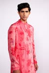 Buy_Isha Gupta Tayal_Pink Shell And Lining Crepe Printed Flower Short Kurta _Online_at_Aza_Fashions