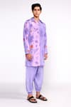 Buy_Isha Gupta Tayal_Purple Kurta And Lining Crepe Printed Floral Short Set _at_Aza_Fashions