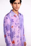 Isha Gupta Tayal_Purple Shell And Lining Crepe Printed Floral Short Shirt Kurta_Online_at_Aza_Fashions