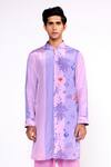 Buy_Isha Gupta Tayal_Purple Shell And Lining Crepe Printed Floral Shirt Kurta_at_Aza_Fashions