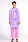 Isha Gupta Tayal_Purple Shell And Lining Crepe Printed Floral Shirt Kurta_Online_at_Aza_Fashions