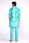 Shop_Isha Gupta Tayal_Green Kurta And Pant Chanderi Silk Printed Floral Embroidered Nehru Jacket & Set _at_Aza_Fashions