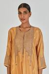 Lajjoo C_Yellow Silk Embroidered Marodi Round Indrani Kurta With Pant _Online_at_Aza_Fashions