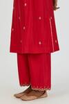 Lajjoo C_Red Silk Embroidered Marodi Round Indrani Kurta With Pant _at_Aza_Fashions
