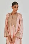 Lajjoo C_Pink Silk Embroidered Marodi Round Indrani Pastel Kurta With Pant _Online_at_Aza_Fashions