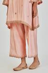 Shop_Lajjoo C_Pink Silk Embroidered Marodi Round Indrani Pastel Kurta With Pant _Online_at_Aza_Fashions