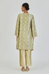 Shop_Lajjoo C_Green Brocade Woven Marodi Round Damini Embroidered Kurta With Pant _at_Aza_Fashions