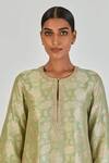 Shop_Lajjoo C_Green Brocade Woven Marodi Round Damini Embroidered Kurta With Pant _Online_at_Aza_Fashions