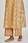 Lajjoo C_Gold Brocade Woven Marodi Round Danika Floral Kurta With Pant _Online_at_Aza_Fashions
