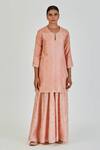 Buy_Lajjoo C_Pink Silk Embroidered Marodi Round Mishana Kurta With Sharara _at_Aza_Fashions