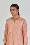 Lajjoo C_Pink Silk Embroidered Marodi Round Mishana Kurta With Sharara _at_Aza_Fashions