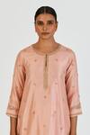 Buy_Lajjoo C_Pink Silk Embroidered Marodi Round Mishana Kurta With Sharara 