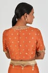 Lajjoo C_Orange Silk Embroidered Floral Round Niti Blouse _at_Aza_Fashions