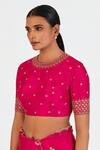 Lajjoo C_Pink Silk Embroidered Marodi Round Aabha Blouse _Online_at_Aza_Fashions