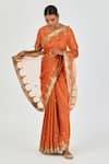 Lajjoo C_Orange Organza Embroidered Marodi Ranya Saree _Online_at_Aza_Fashions