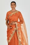 Buy_Lajjoo C_Orange Organza Embroidered Marodi Ranya Saree _Online_at_Aza_Fashions