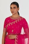 Shop_Lajjoo C_Fuchsia Organza Embroidered Marodi Swaara Saree _Online_at_Aza_Fashions