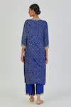 Shop_Lajjoo C_Blue Silk Zardozi Round Sharda Work Kurta With Palazzo _at_Aza_Fashions