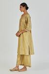 Lajjoo C_Green Silk Embroidery Marodi U Neck Ronak Paisley Vine Kurta With Palazzo _Online_at_Aza_Fashions