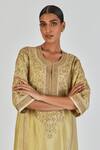 Buy_Lajjoo C_Green Silk Embroidery Marodi U Neck Ronak Paisley Vine Kurta With Palazzo _Online_at_Aza_Fashions