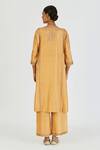 Shop_Lajjoo C_Gold Silk Embroidery Marodi U Neck Ronak Gul Vine Kurta With Palazzo _at_Aza_Fashions