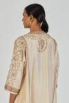 Lajjoo C_Ivory Silk Embroidery Marodi U Neck Ronak Gullista Vine Kurta With Palazzo _Online_at_Aza_Fashions